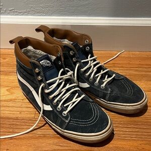 Vans Men's suede Blue and Brown High-Top Sneakers